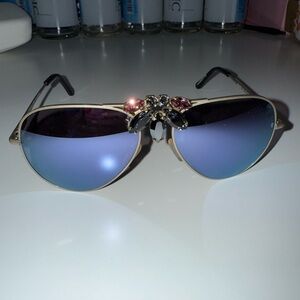 Philipp Plein Blue Sunglasses with Crystal Butterfly